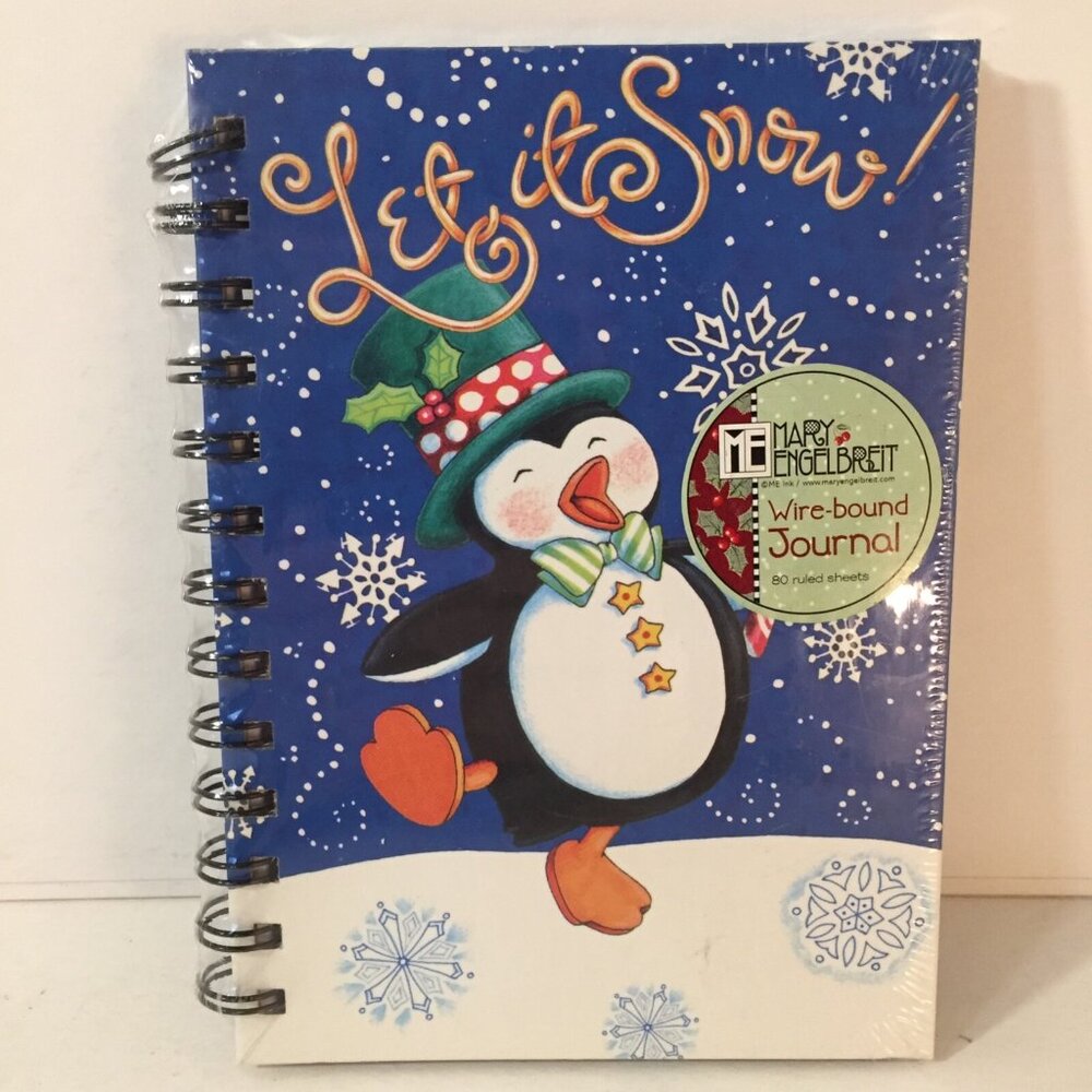 New Mary Engelbreit Wire Bound Christmas Holiday Journal Let It Snow Penguin